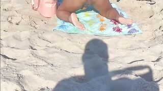 Showing Cunt on very Outdoor Beach Exhibitionist Gf