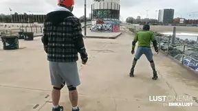 Femme Fatale Erika Lust dominates submissive male in roller derby-themed FemDom session