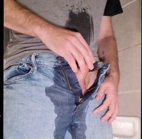 Wetting My Jeans, Playing with My Pee, and Cumming Hard