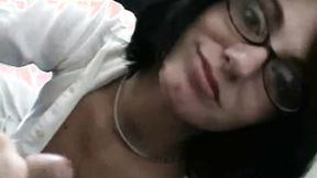 ”Nikki Adams gives handie in close up”