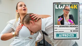 Seductive banker plays hard with your pussy in the office