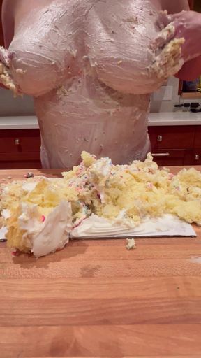 Step Mom Ruins Birthday Cake with Her Huge Tits