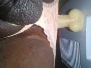 Crossdresser deep dildo