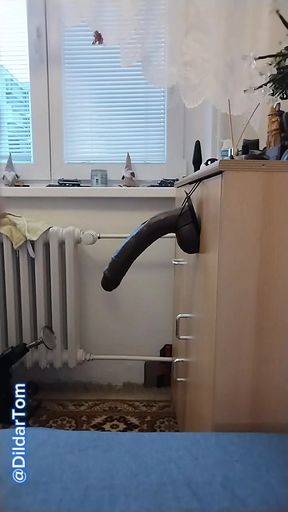 Huge dildo and Lesther Pu outfit