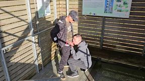 Gay Outdoor Blowjob in the Observation Tower