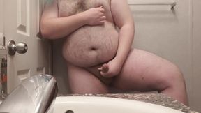 Intense solo jerk off session with chubby cub cumshot
