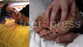 Eleinked facedown feet tickling (Fishnet socks to bare soles) 1080 MP4