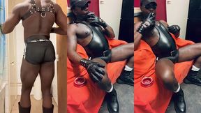 black muscle dad delivers perverted smoking wank & nippleplay sessions