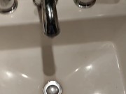 Bathroom sink very quick Jackoff with Big Cumshot