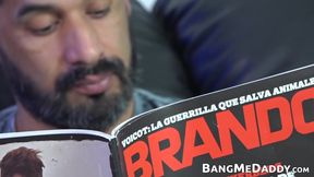 Hung DILF Mitch barebacks skinny Latino twink Evan and makes him cum