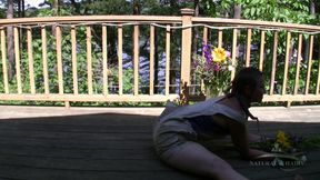 Artemisia is naked and showing her hairy assets behind the scenes