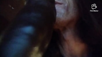 HORNY blowjob huge brown dildo  mouth stretching slaps and beating face