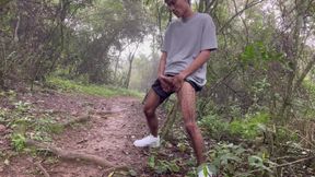 Enjoying Handjob Outdoors