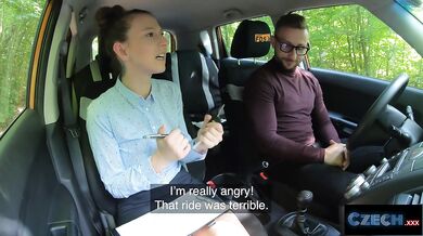 Czech milf tutor begs for wet tongue in her steamy car