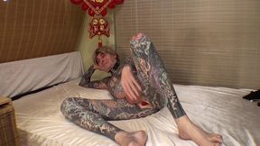 stark naked tattooed male sex worker leeharper pinnomen from copenhagen, must have his tight tattoo boy asshole penetrated - balls deep - again and again and again - by the long scary silver dildo !