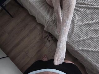 Foot Fetish Stepsister in Fishnets Railed so Hard! That babe Couldn't Stop Trembling!