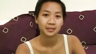 Smalltitted asian amateur rides oldman cock