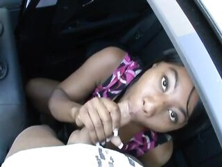 Black Pure Shuga enjoys her twat in the back seat
