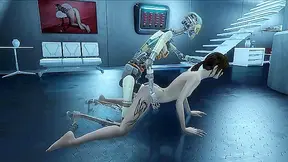 Fallout 4 robot uses two cocks to double penetrate petite slut