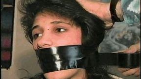 19 Yr OLD LATINA IS MOUTH STUFFED, WRAP GAGGED, GAG TALKING, TIED ON BED WEARING GARTER BELT AND STOCKINGS