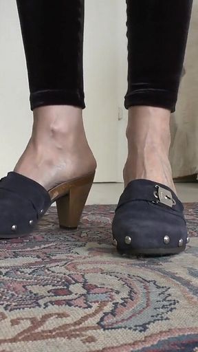 Blue Wooden Clogs, Sabots, Lady Victoria Valente