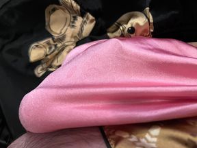 Satin panty play. Victoria secret pink on pink Katie and Laura's on my cock