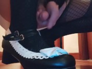 Cute crossdresser cum on kawaii shoes