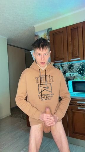 I Couldnt Stop Stroking My Big Cock Until I Covered the Floor in Sperm