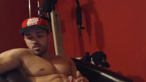 Muscular Guy Sitting Jerking Big Sick