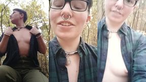 showing off my chastity belt again in the woods