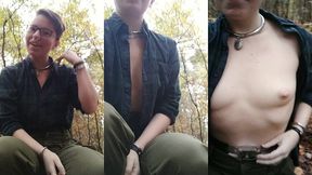 showing off my chastity belt again in the woods