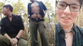 showing off my chastity belt again in the woods