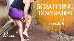 In the middle of the patio of his house scraping his feet (3)