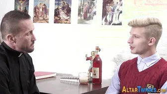 Altar boy twink toyed and barebacked by priest
