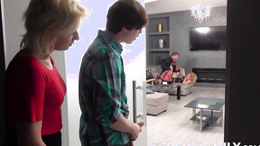 Handsome Olivier Bam with his Girlfriend watches a taboo 3some sex in the living roo