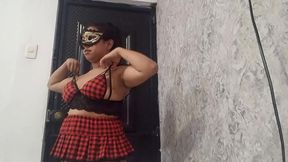 Exotic dancer warms up with open pussy and moans