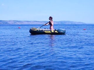 On boat in water Volga-river