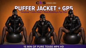 GP5 on the Pilates Ball: Vinyl Puffer Jacket, Shiny Pantyhose & Latex Gloves - 15 Min MP4 HD