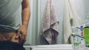 Daddy found a place to cum when the house is full of people.