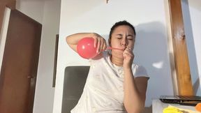 Inflating balloon until it bursts