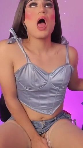 Hides Big Bulge in Her Lace Panties