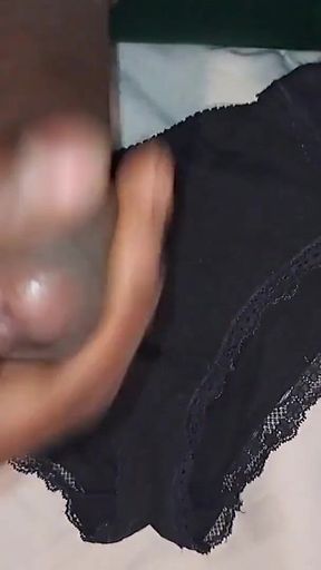 Feeling honry wanking on my GF knickers cumshot