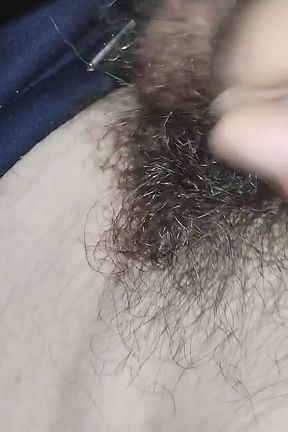 Masturbation with hairy cock