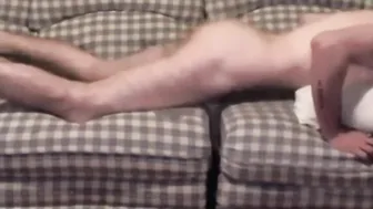 Twink humps couch with sex toy and jerks off