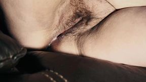 upclose creamy pussy while watching porn