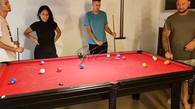 The hot girls wanted to learn how to play pool and ended up getting