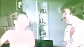 Skinny chick fucks hard with two oldscool guys