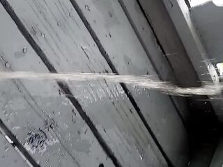 Desperately peeing outside during the time that cars drive by!