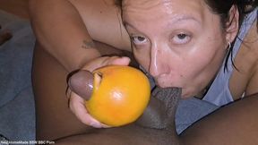Jerking off BBC with Grapefruit Sucking His Balls