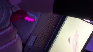 tiktok girl uses pink toy while watching porn / hentai